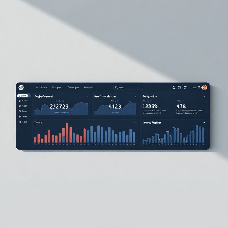 Modernes API-Dashboard mit Echtzeit-Metriken in Indigo und Schiefergrau
